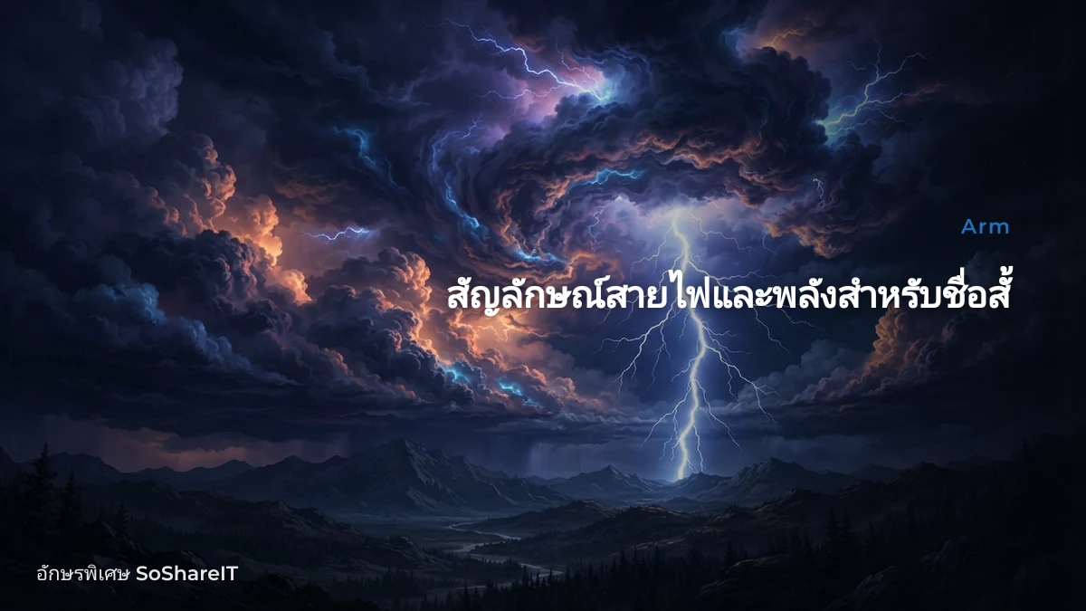สัญลักษณ์สายไฟและพลังสำห รับชื่อสั้น — Arm อักษรพิเศษ