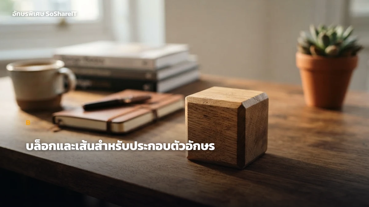 บล็อกและเส้นสำหรับประกอบตัวอักษร — B อักษรพิเศษ