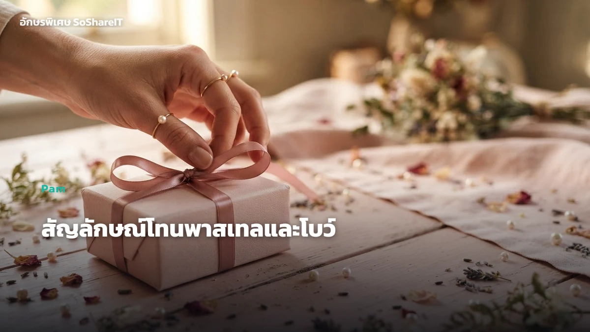 สัญลักษณ์โทนพาสเทลและโบว์ — Pam อักษรพิเศษ