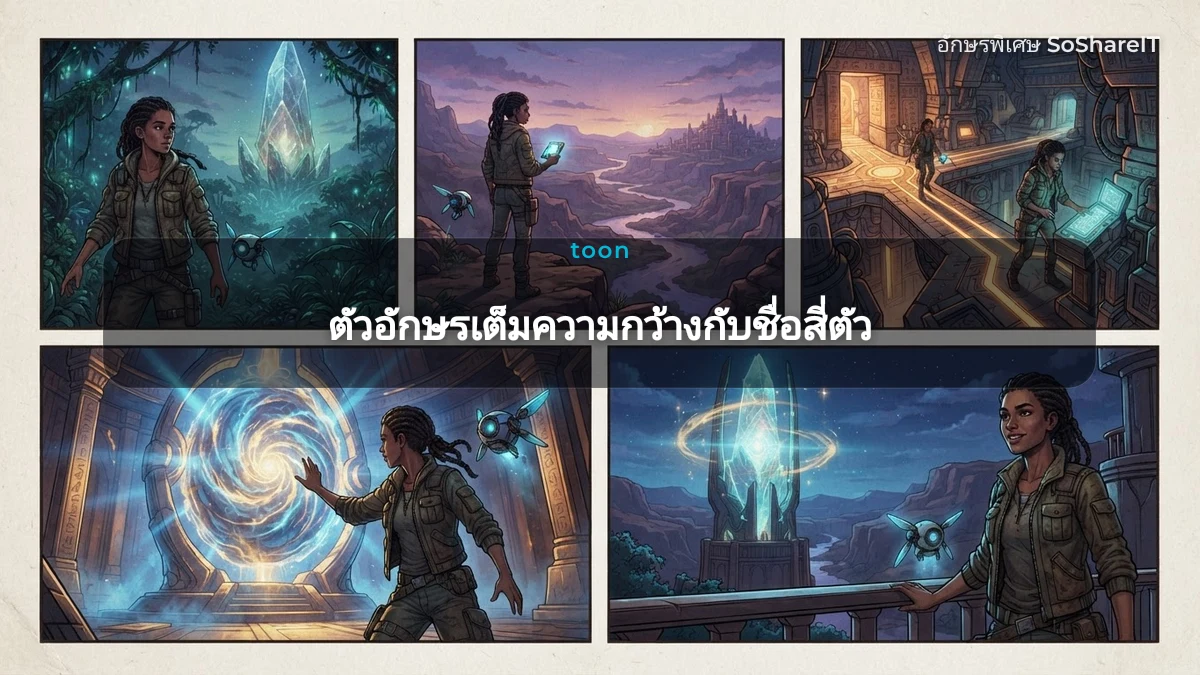 ตัวอักษรเต็มความกว้างกับชื่อสี่ตัว — toon อักษรพิเศษ